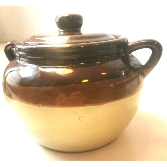 Crock Stoneware Bean Pot Vintage Double Handle Made in Taiwan Heavy Duty 1.09KG - Picture 6 of 9